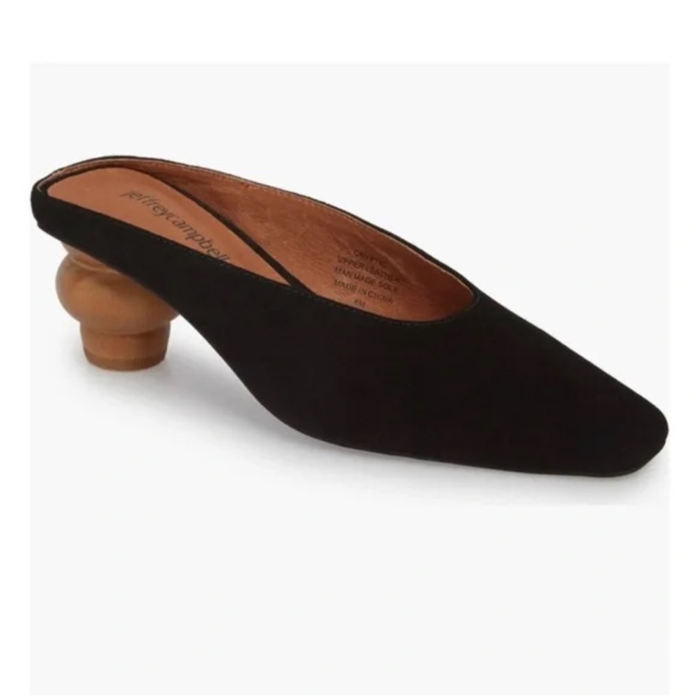 jeffrey campbell cryptic square toe mules - black